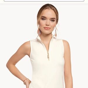 Spartina 449 Gold Zippered White Polo Tank